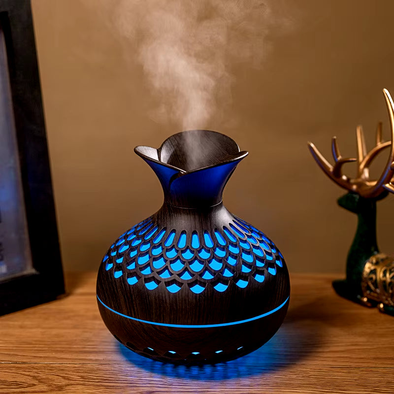 300ML USB Air Humidifier – Hollow Vase Design with Colorful Night Lights