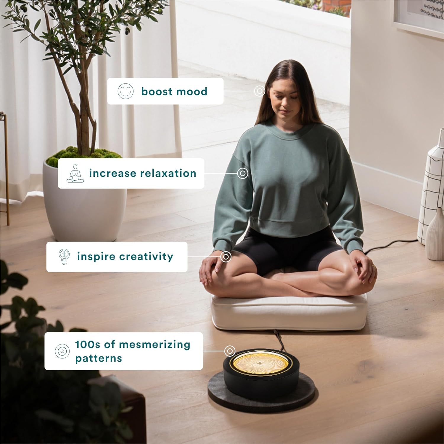 Transform Your Space with the 11” Wi-Fi Enabled Drift Sandscape - A Compact Zen Garden Featuring Smart LED Lighting for Meditation and Relaxation (Black)