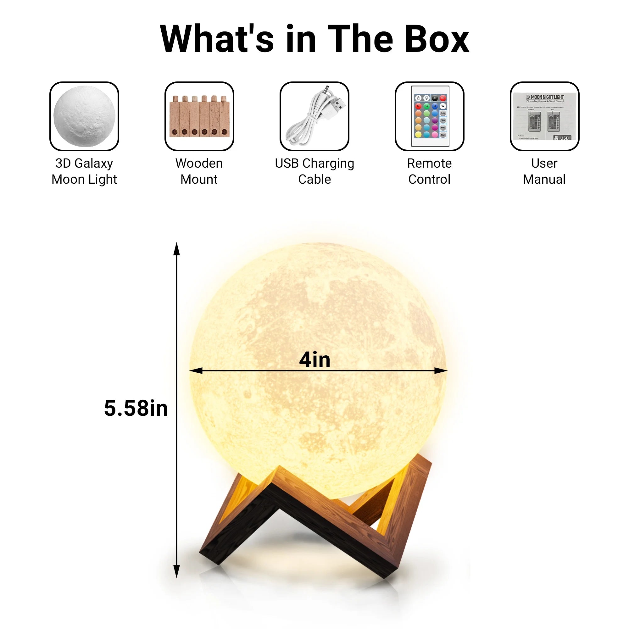 3D Moon Night Light l 16-Color Ambient Lamp for Bedroom & Home Decor