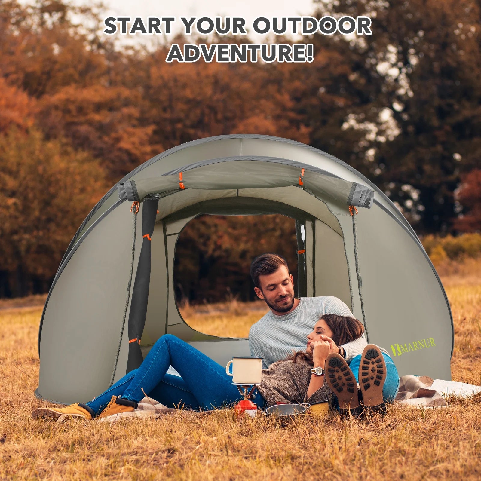 4-Person Instant Pop-Up Camping Tent – Auto Setup, Portable, Large Doors & Windows