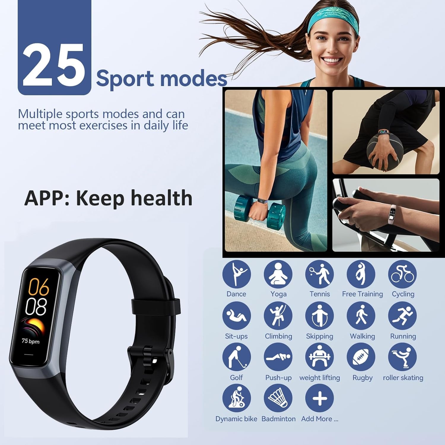 Advanced Health & Fitness Tracker Watch for Men & Women – AMOLED Display, 25 Sports Modes, Heart Rate & Blood Pressure Monitoring, Slim IP68 Waterproof Design