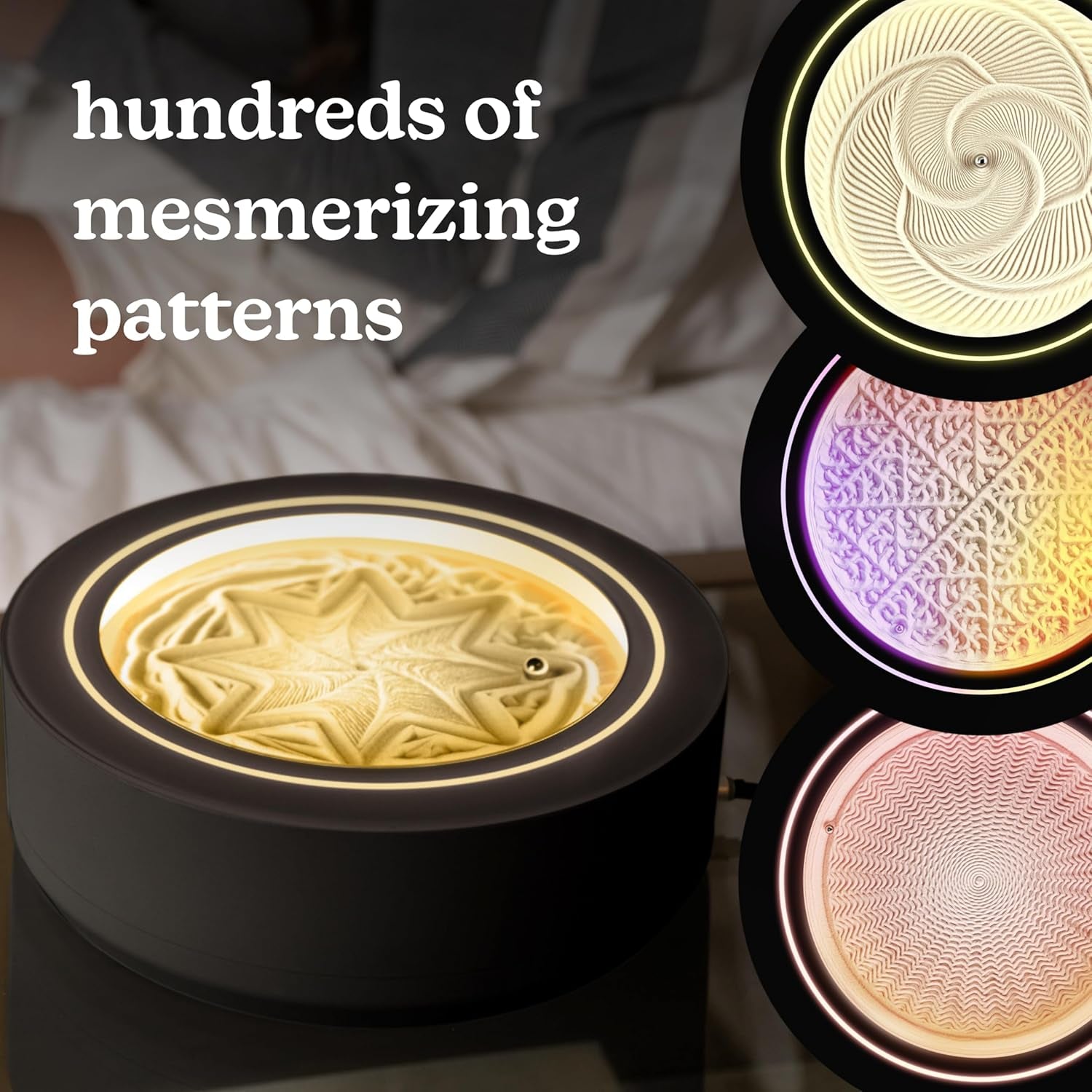 Transform Your Space with the 11” Wi-Fi Enabled Drift Sandscape - A Compact Zen Garden Featuring Smart LED Lighting for Meditation and Relaxation (Black)