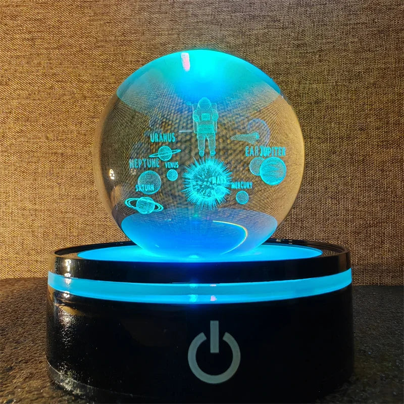 3D Astronomy Crystal Ball - Laser Engraved