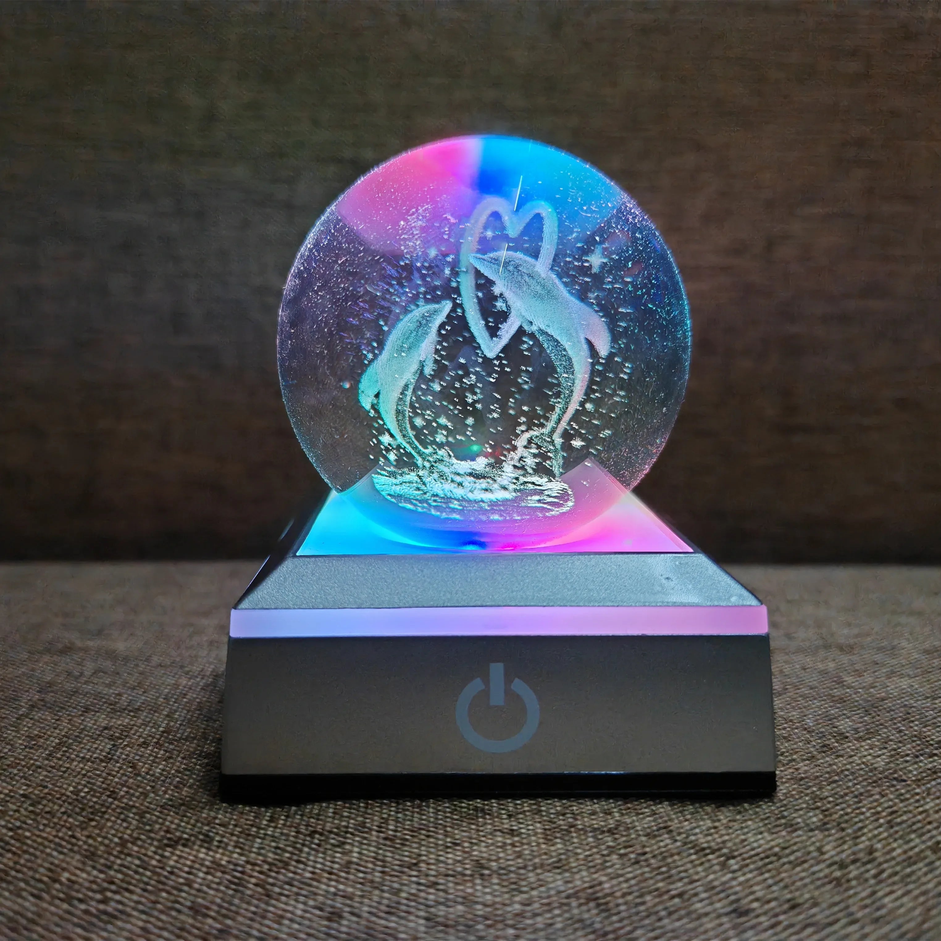 3D Planet Crystal Ball Night Light – Galaxy/Moon/Saturn Tabletop Décor Gift