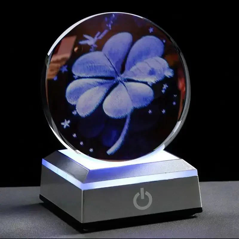 3D Planet Crystal Ball Night Light – Galaxy/Moon/Saturn Tabletop Décor Gift