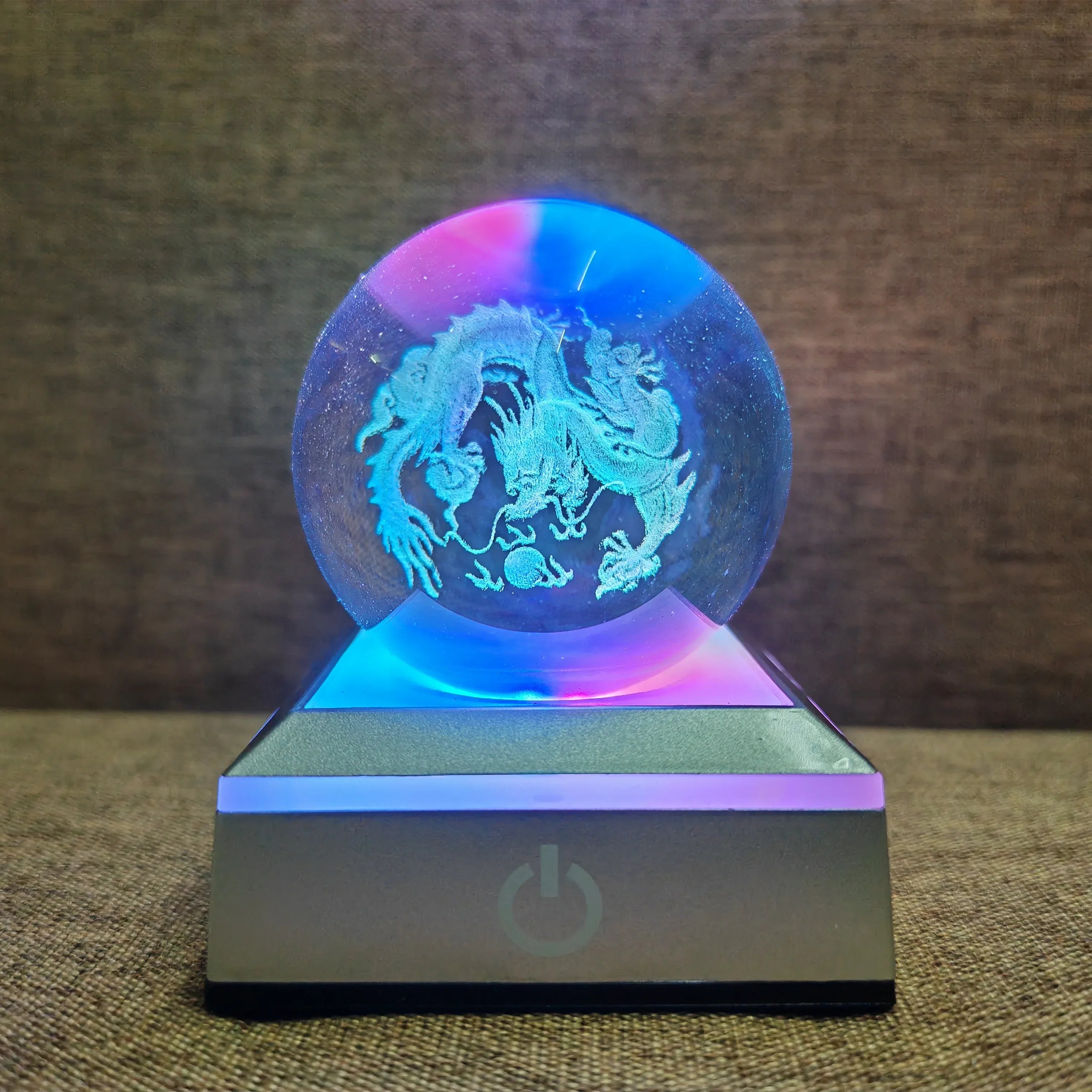 3D Planet Crystal Ball Night Light – Galaxy/Moon/Saturn Tabletop Décor Gift