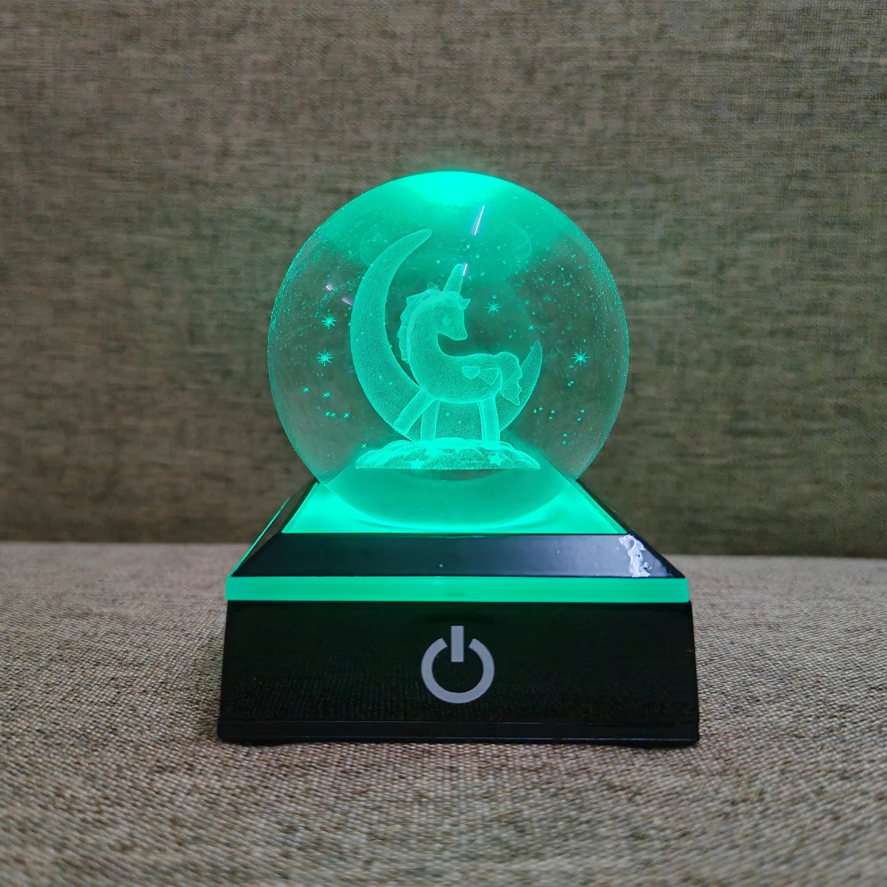3D Planet Crystal Ball Night Light – Galaxy/Moon/Saturn Tabletop Décor Gift