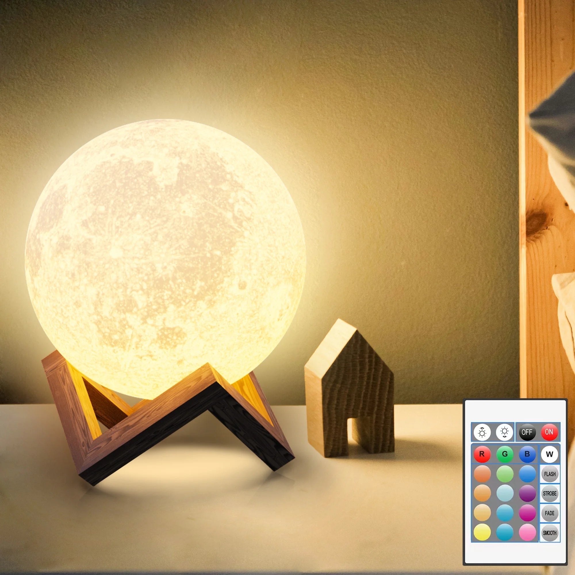 3D Moon Night Light l 16-Color Ambient Lamp for Bedroom & Home Decor