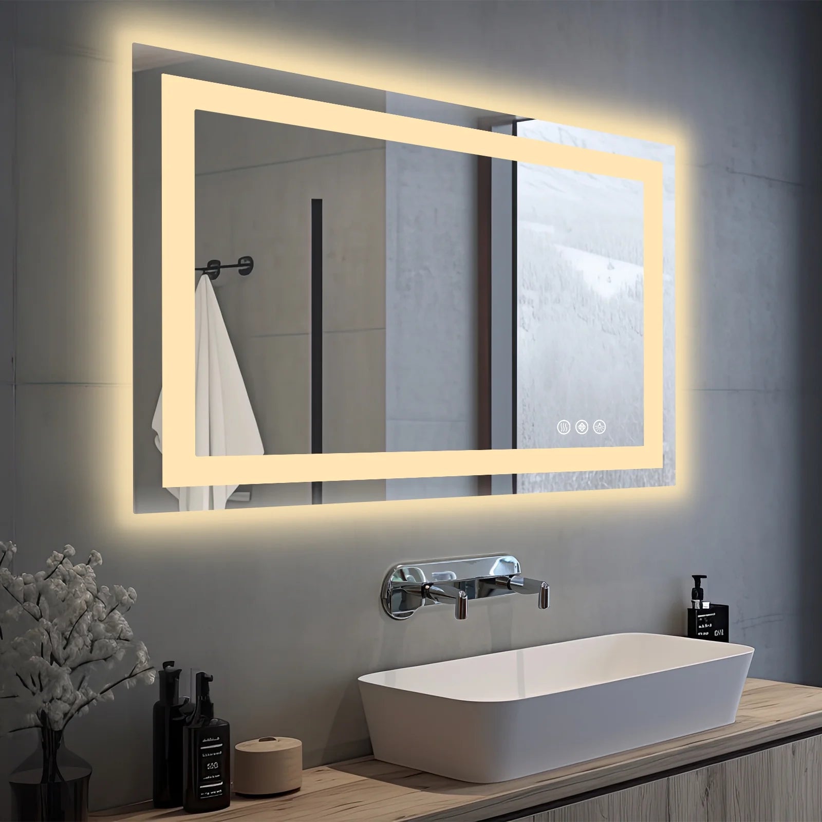 28×32" LED Bathroom Mirror with Anti-Fog