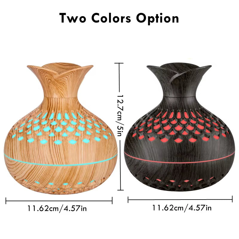 300ML USB Air Humidifier – Hollow Vase Design with Colorful Night Lights